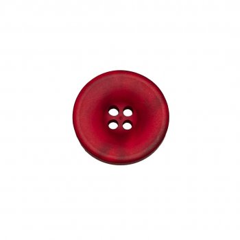 En djupt röd knapp med satin finish i storlek 18mm