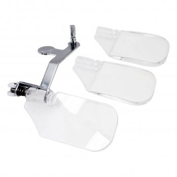 Janome förstoringsglas set med metallfäste och tre utbytbara linser i genomskinlig plast.