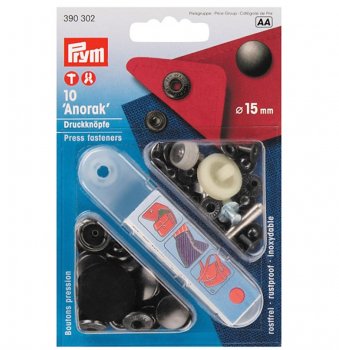 Snygga nittryckknappar i svart oxid med bredd 15 mm.