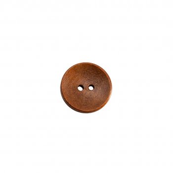 En lätt skålformad knapp i varmt brunt trä med 15mm diameter.