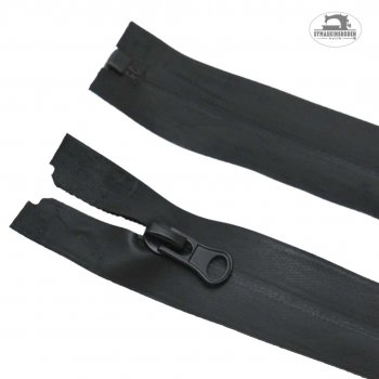 En 70cm lång vattentät dragkedja i svart färg.