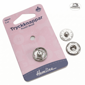 Två par silverfärgade tryckknappar med diameter 18mm.