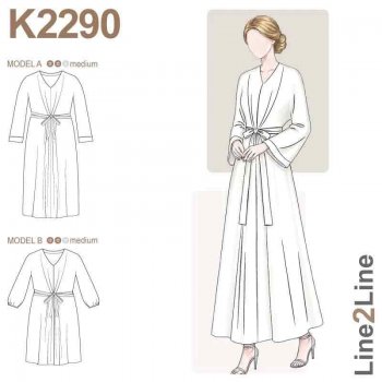 Sömnadsmönster - Line2Line K2290 Kimonoklänning med knytband