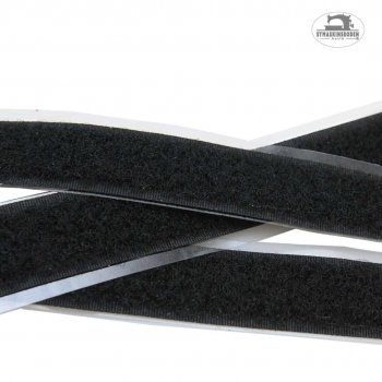 Svart självhäftande kardborreband med 20mm bredd,