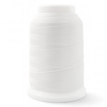 En rulle Baby Lock Woolly Nylon texturerad nylontråd i färgen Vit, frilagd produktbild med vit bakgrund.