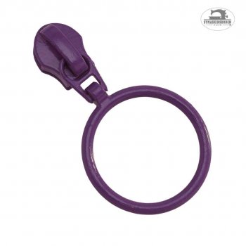 Mörklila blixtlåskläpp i storlek 3mm med en praktisk ring på.