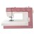 Mekanisk symaskin Janome 1522SP Smokey Pink fotograferad rakt framifrån, visar den rökrosafrontpanelen med de tre mekaniska vred