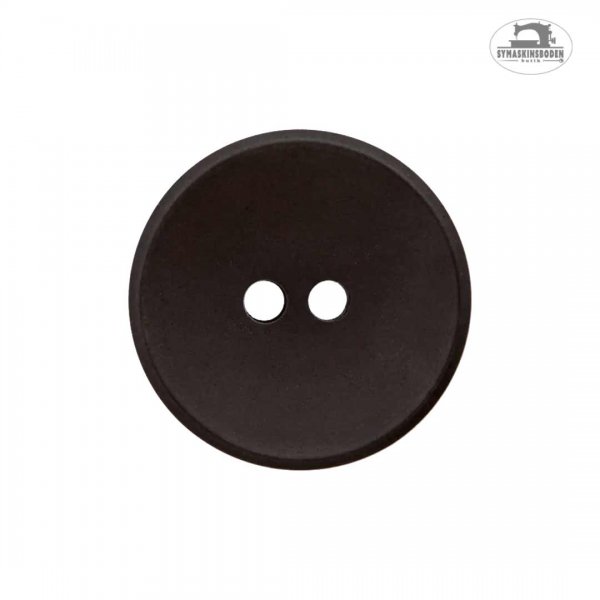 En svart mellanstor knapp som är tillverkad av bland annat återvunnet papper.