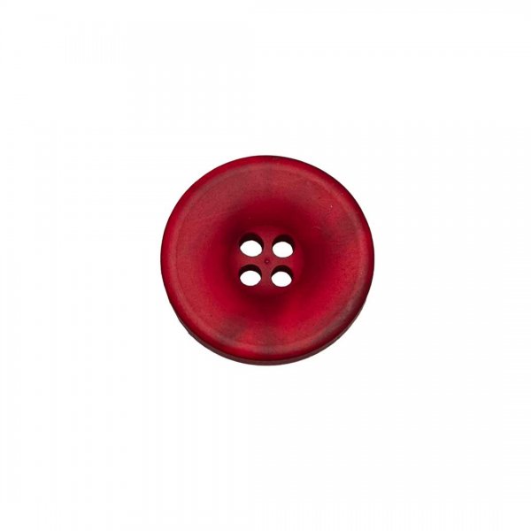 En djupt röd knapp med satin finish i storlek 18mm