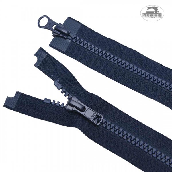 Ett mörkblått jacklås som är 70cm långt.