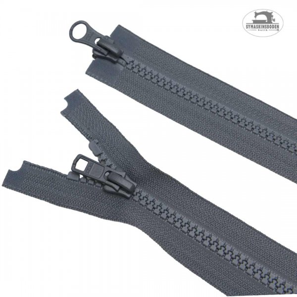 Ett grått blixtlås som är 80cm långt till jackor