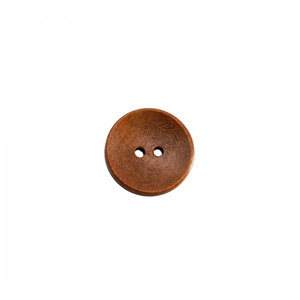 En lätt skålformad knapp i varmt brunt trä med 15mm diameter.