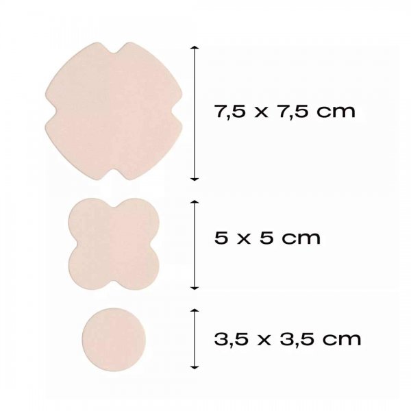 Tre olika laglappar i ljus beige färg.