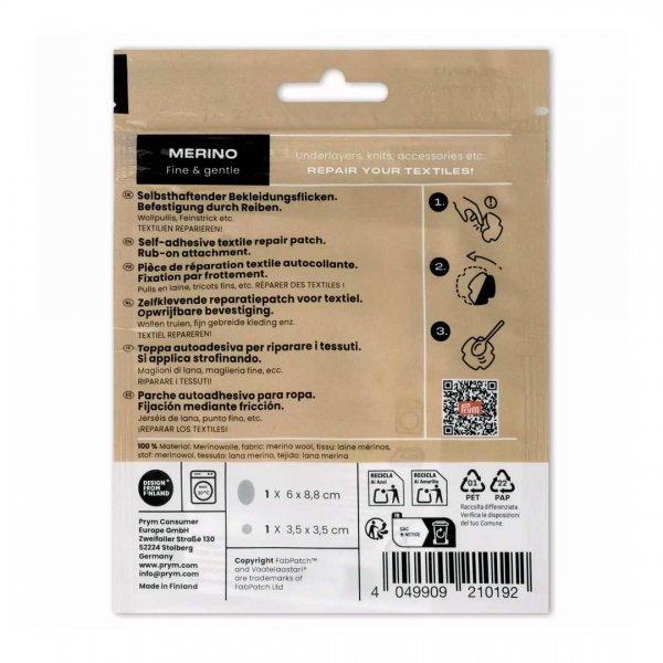 Information om FabPatch merino grey och hur det används.