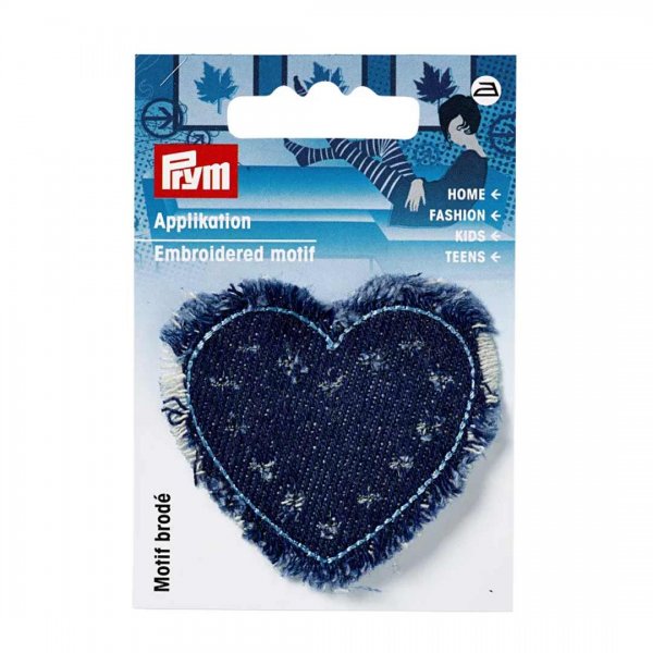 Ett mörkblått jeanshjärta från Prym.