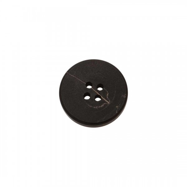 Snygg knapp i mörkbrun färg med ljusa strimmor.