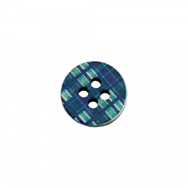 Söt rutig knapp i blått och grönt.