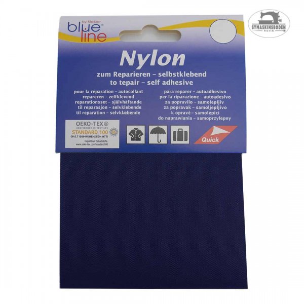 En marinblå självhäftaned laglapp i nylon