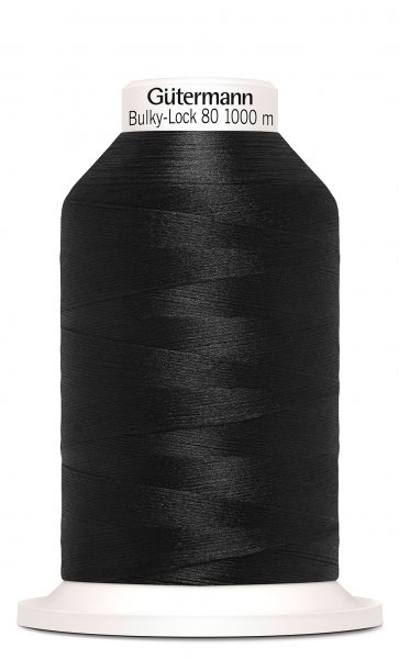 En rulle med svart bulky-lock tråd