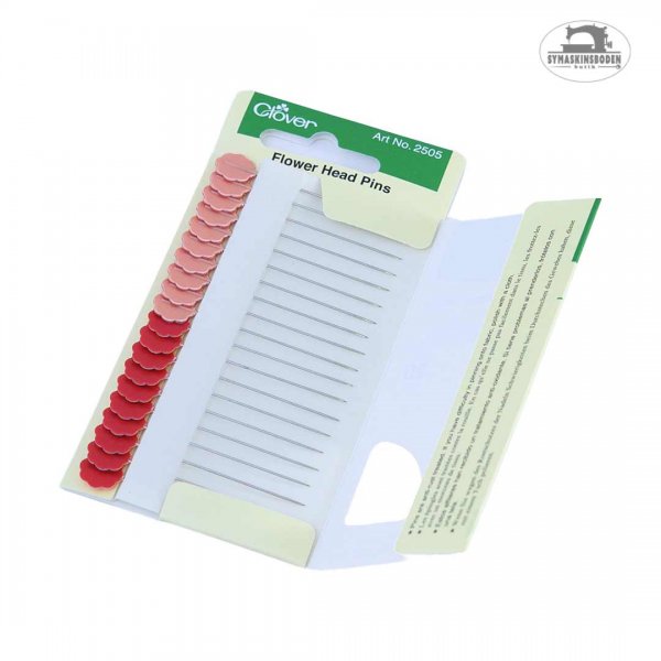 Roda knappnalar med platta blomhuvuden