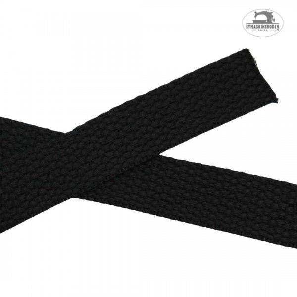 Ett svart band med grov struktur som är 20mm brett