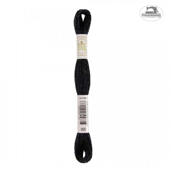 Ett växtfärgat ullgarn för broderi i svartgrå färg.