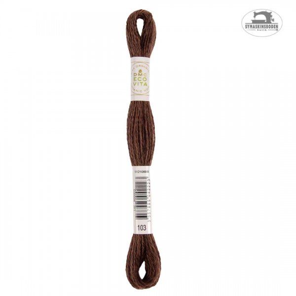 Växtfärgat ullgarn för broderi i chokladbrun färg.
