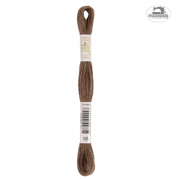 Växtfärgat ullgarn för broderi i gråbrun färg.