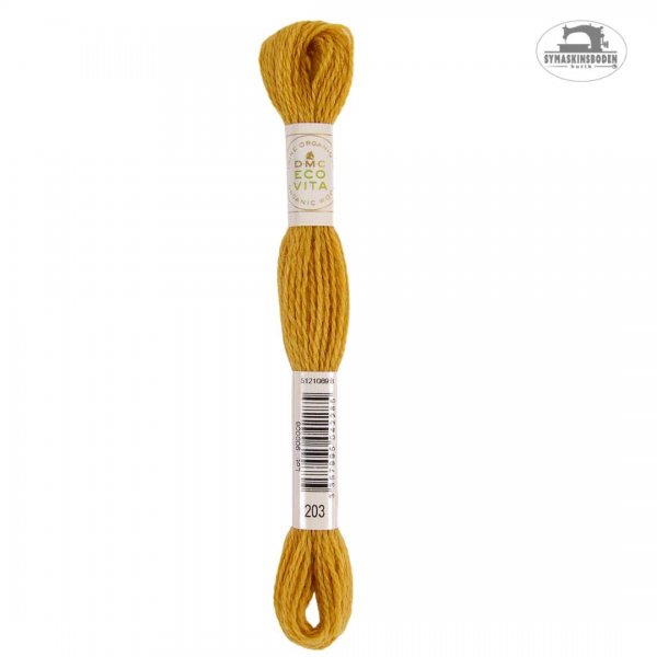 Ett gult växtfärgat ullgarn för broderi.