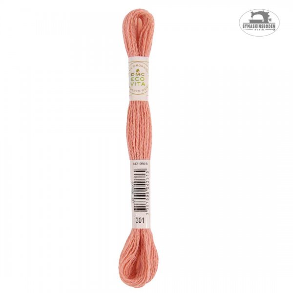 Ett växtfärgat ullgarn för broderi i varm rosa färg.