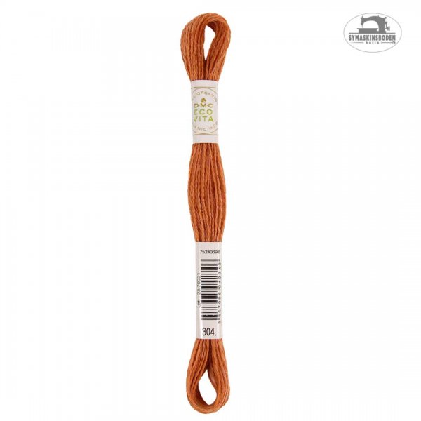 Växtfärgat ullgarn till broderi i orange färg.