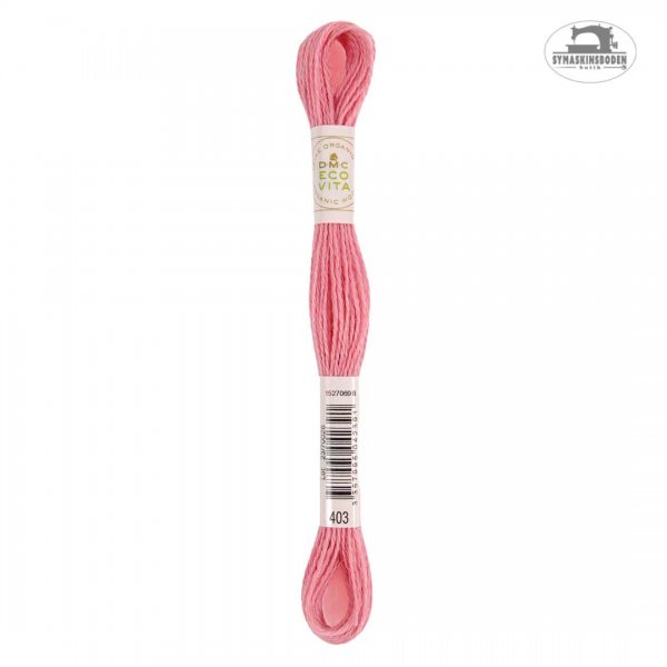 Ett naturfärgat ullgarn för broderi i en rosa färg.