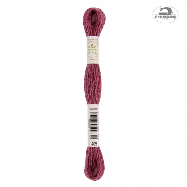 Växtfärgat garn för broderi i varm mörklila färg.