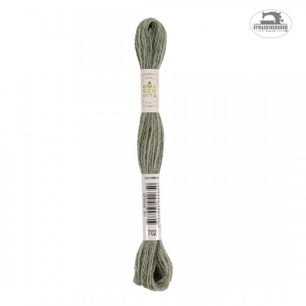 En ljus grågrön färg av ullgarn för broderi.