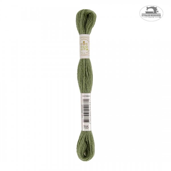 Ett grönt ullgarn för broderi.