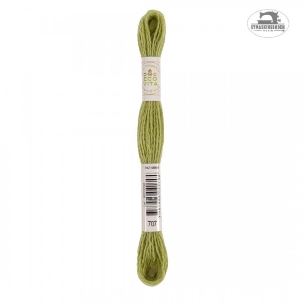 Ett limegrönt ullgarn för broderi.