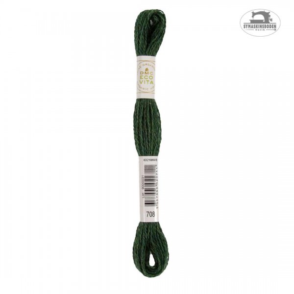 Ett mörkgrönt brodergarn i ekologisk ull