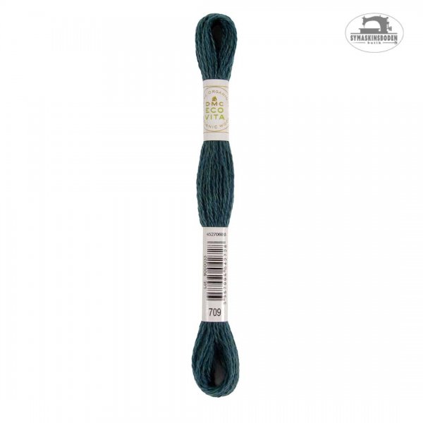 Mörkgrönt växtfärgat brodergarn i ull.