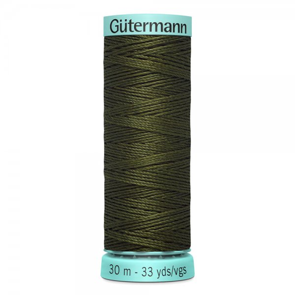 Knapphålssilke Gutermann mörk oliv gron