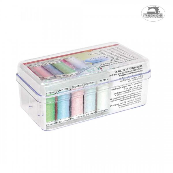 Transparent låda med lock för förvaring av tråd