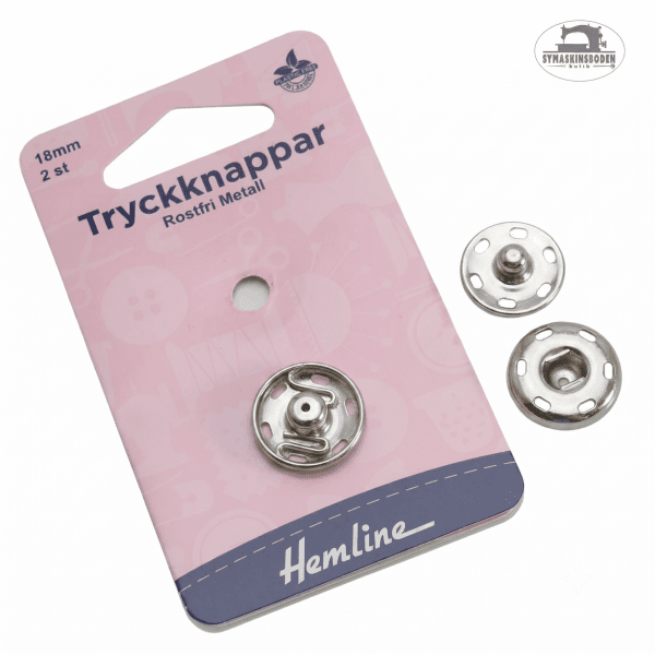 Två par silverfärgade tryckknappar med diameter 18mm.