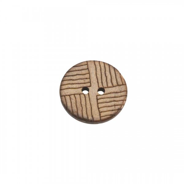 Träknapp av kokos med fint graverat mönster