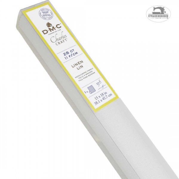 En förpackning med vit linneväv till broderier