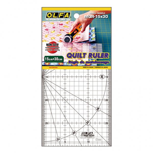 Rektangulär quiltlinjal olfa 15x30 cm