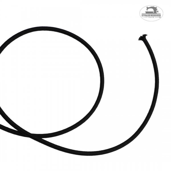 En elastisk snodd med tjocklek 3mm i färgen svart