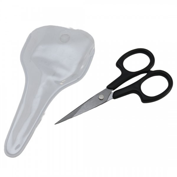 Liten sax med svart handtag i plast.