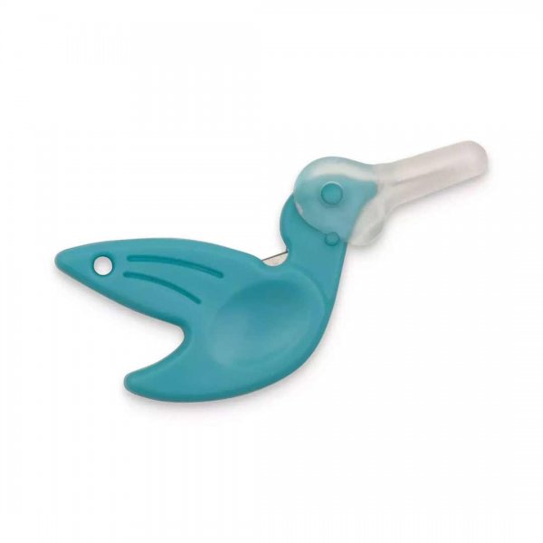 Nålträdare i form av söt fågel i färgen turkos.