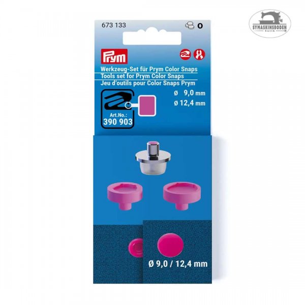 En förpackning med verktyg för att fästa color snaps med Vario creative tool