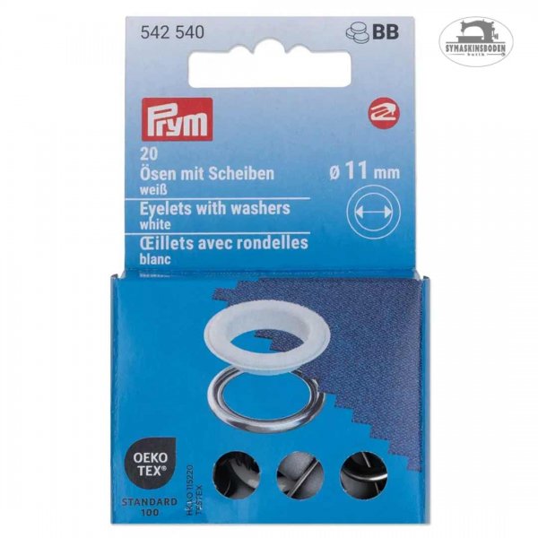 Förpackning med vita öljetter med 11mm diameter som passar vario creative tool