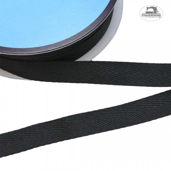 Ett 14mm brett polyesterband i färgen svart